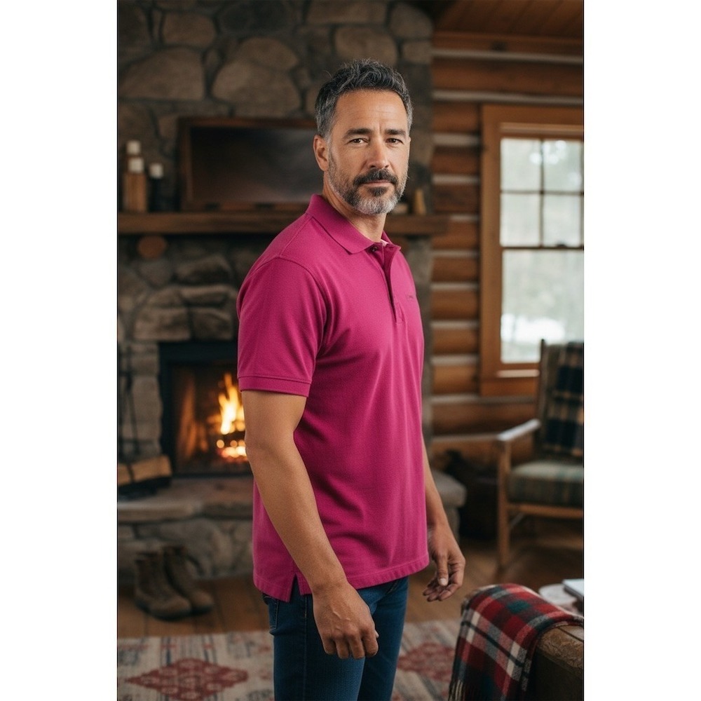 Orvis Mens Large Pink Short Sleeve Cotton Pique Polo Shirt‎ Classic Fit Magenta